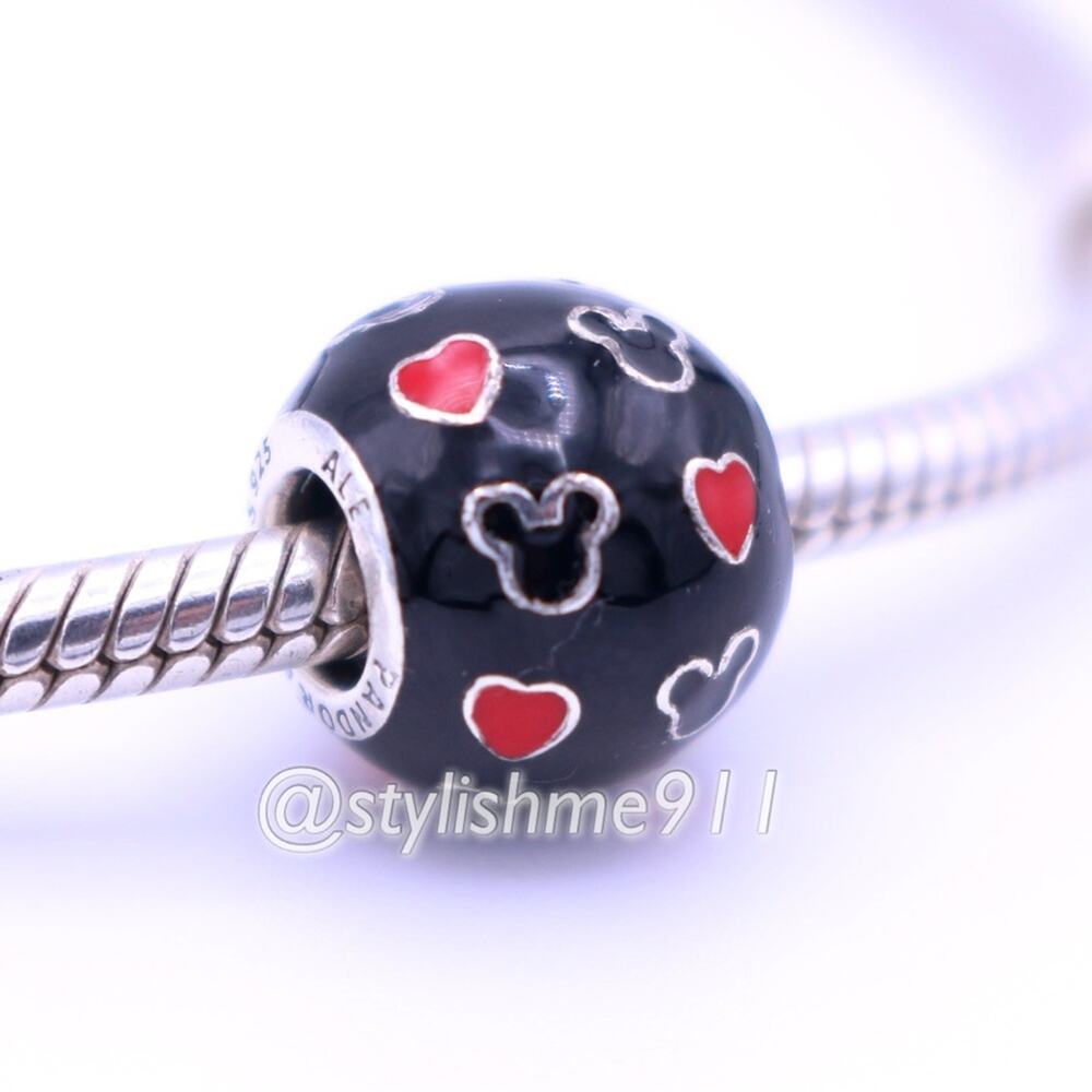 Authentic PANDORA Disney Mickey and Hearts Enamel Charm - 791477ENMX